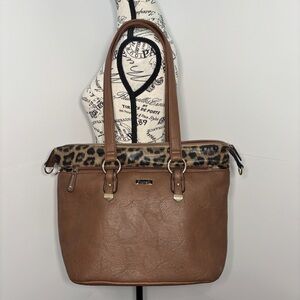 Giorgio Fiorelli Brown Shoulder Bag with Animal Print Leopard Print